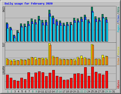 Daily usage for February 2020