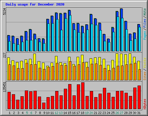 Daily usage for December 2020