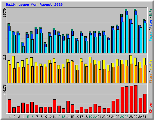 Daily usage for August 2023