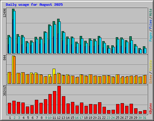 Daily usage for August 2025