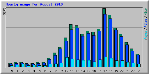 Hourly usage for August 2016